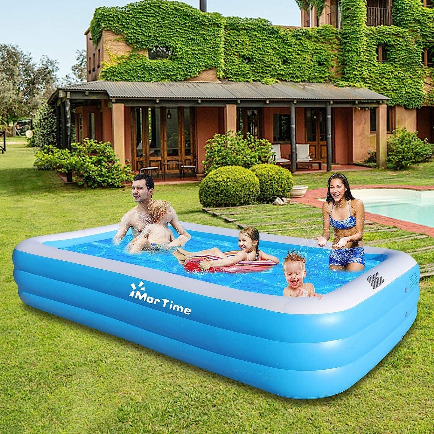 MorTime Inflatable Swimming Pool, 120 x 72 x 22 Giant Kiddie Pool for Kids and Adults Outdoor Yard Summer Party (Swimming Pool)
