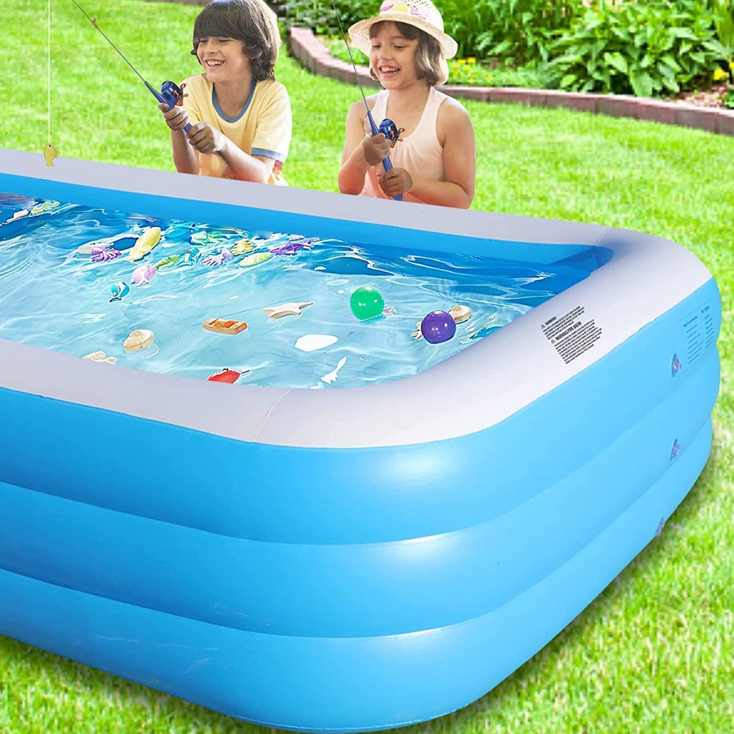 MorTime Inflatable Swimming Pool, 120 x 72 x 22 Giant Kiddie Pool for Kids and Adults Outdoor Yard Summer Party (Swimming Pool)