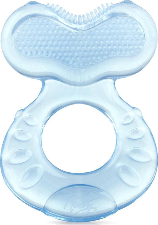 Nuby Silicone Teethe-eez Teether with Bristles, Includes Hygienic Case, Blue-