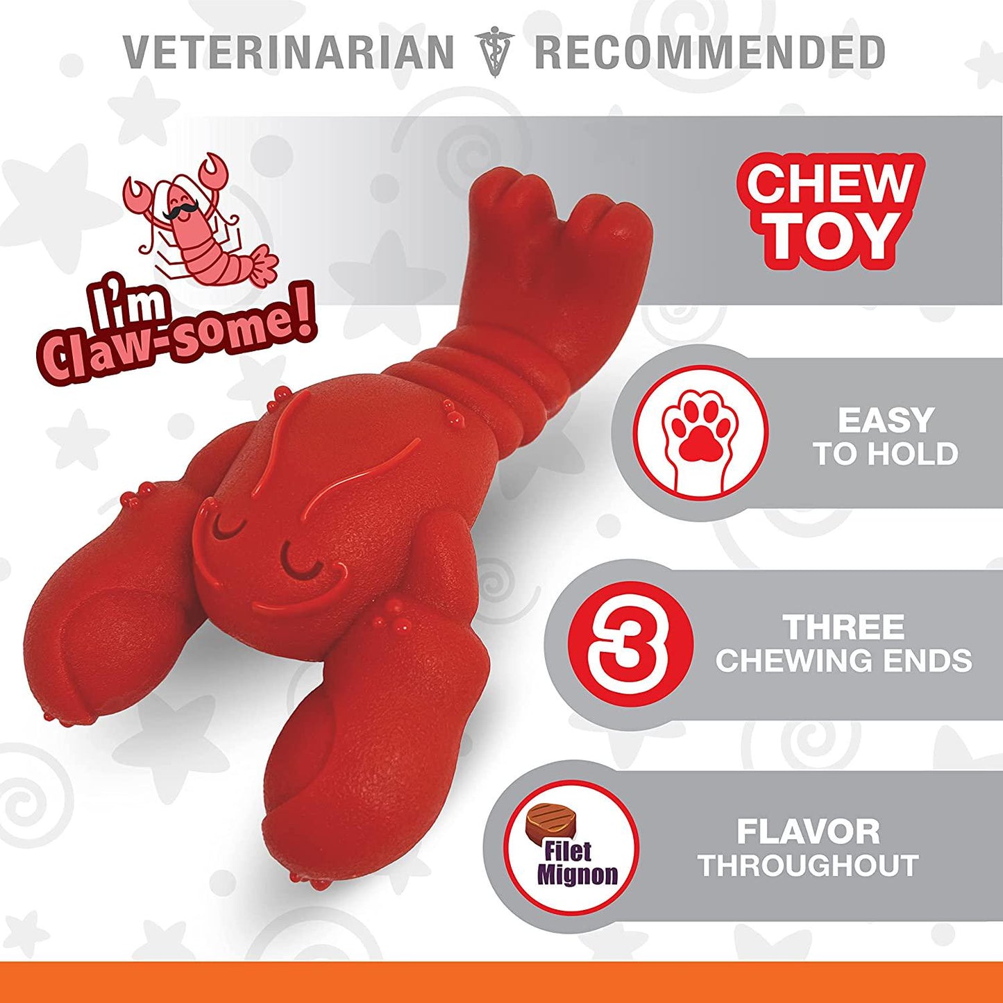 Lobster Dog Toy Power Chew Cute Dog Toys for Aggressive Chewers with a Funny Twist! Filet Mignon Flavor, Small/Regular (1 Count)