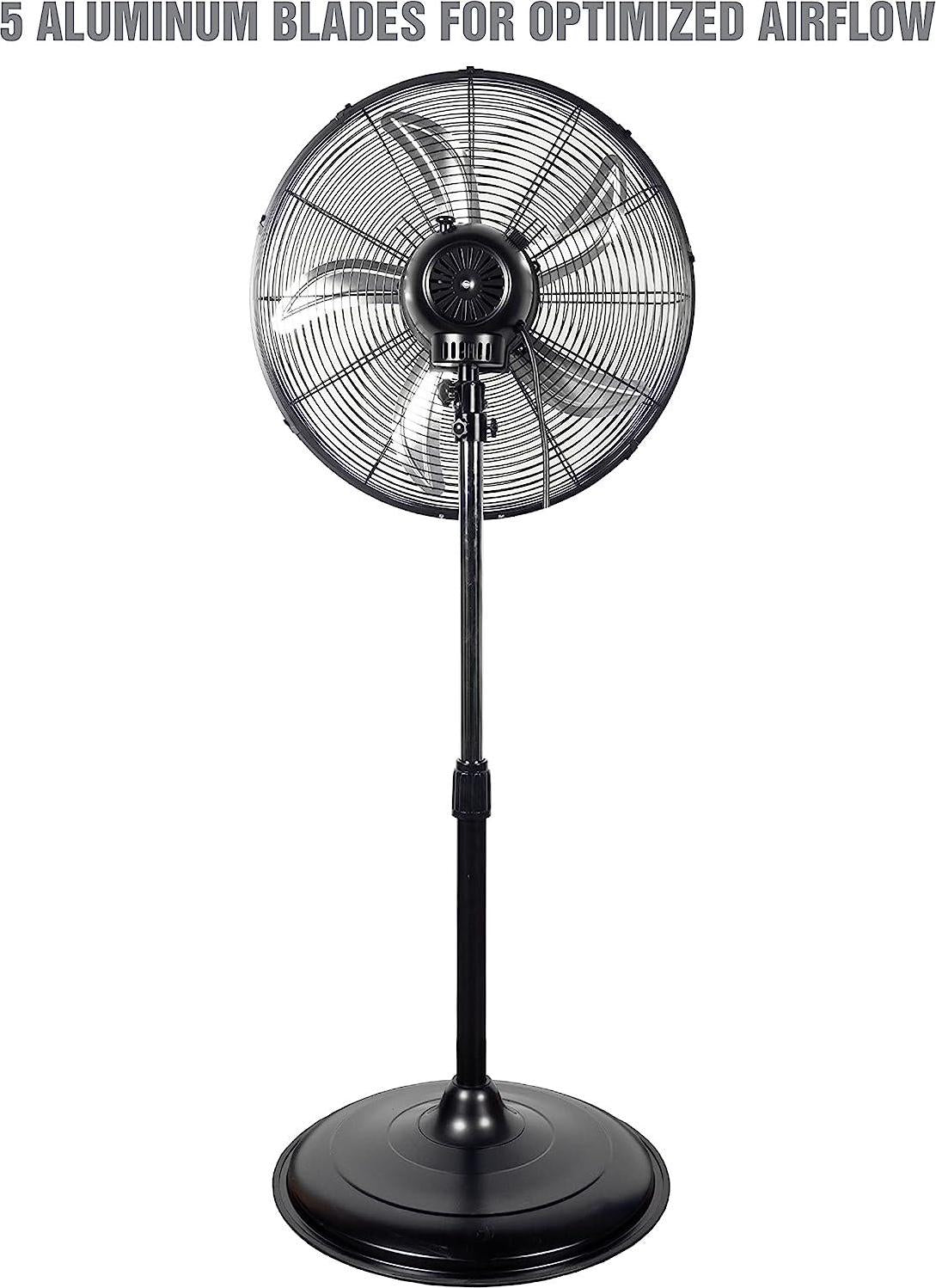 OEM24871 20 Oscillating Pedestal Fan, Commercial Fan For Worksites, Industrial Fans, High Velocity Shop Fan, 20 Inch