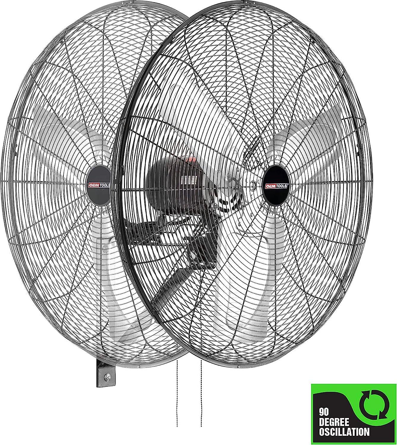 OEM24883 24 Oscillating Wall Fan, 6500 CFM Max Wall Mount Oscillating Fan, Large Industrial Fan Wall Mount Fans,  Heavy Duty, 24 Inch