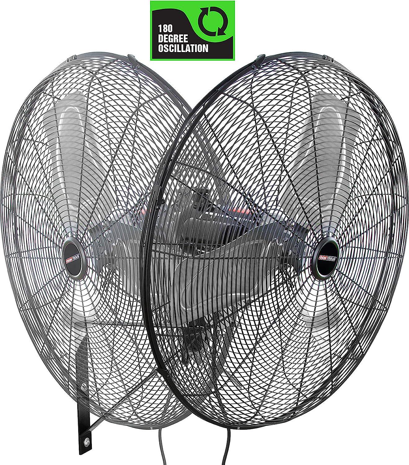 OEM24893 24 Outdoor Oscillating Wall Fan, 6800 CFM Large Industrial Fan, Wall Mount Oscillating Fan For Garage, Heavy Duty, 24 Inch