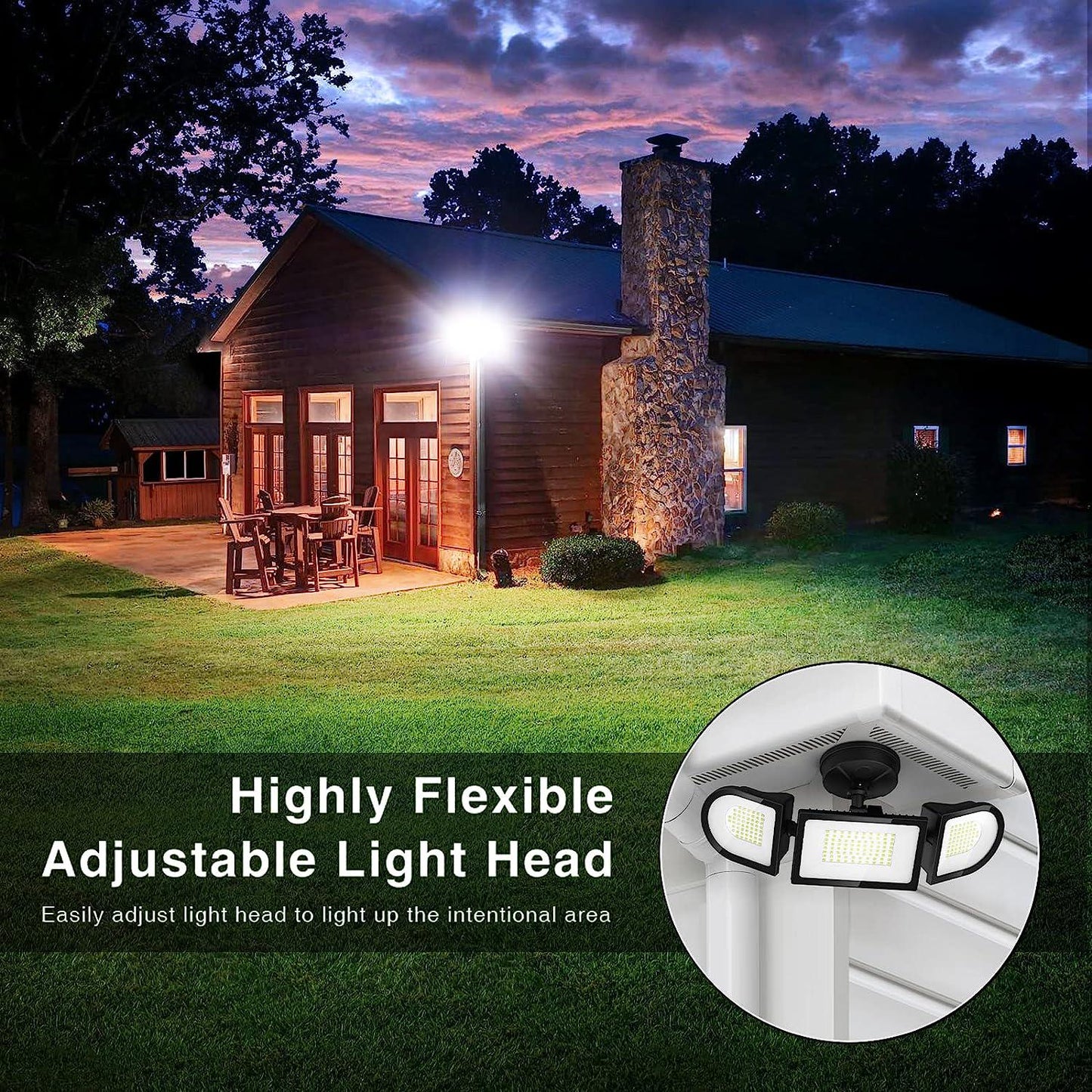 100W Flood Lights Outdoor, 9000LM Super Bright LED Flood Light Outdoor, IP65 Waterproof LED Exterior Floodlight with 3 Adjustable Heads, 6500K White Outdoor Security Light