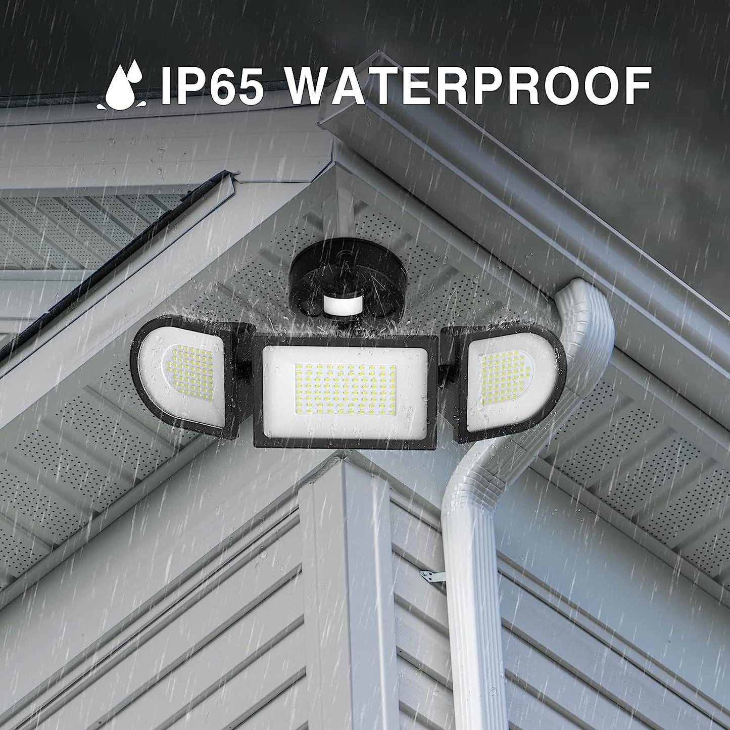 100W LED Security Lights Motion Sensor Light Outdoor, 9000lm Super Bright Flood Light Motion Detector with 3 Head, IP65 Waterproof Exterior Floodlight, 6000K Wall Light