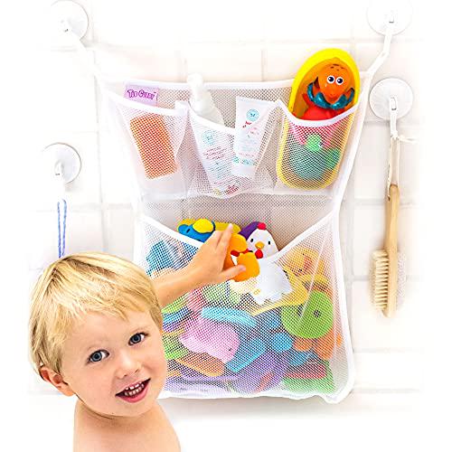 Original Tub Cubby Bath Toy Storage - Hanging Bath Toy Holder, with Suction and Adhesive Hooks-