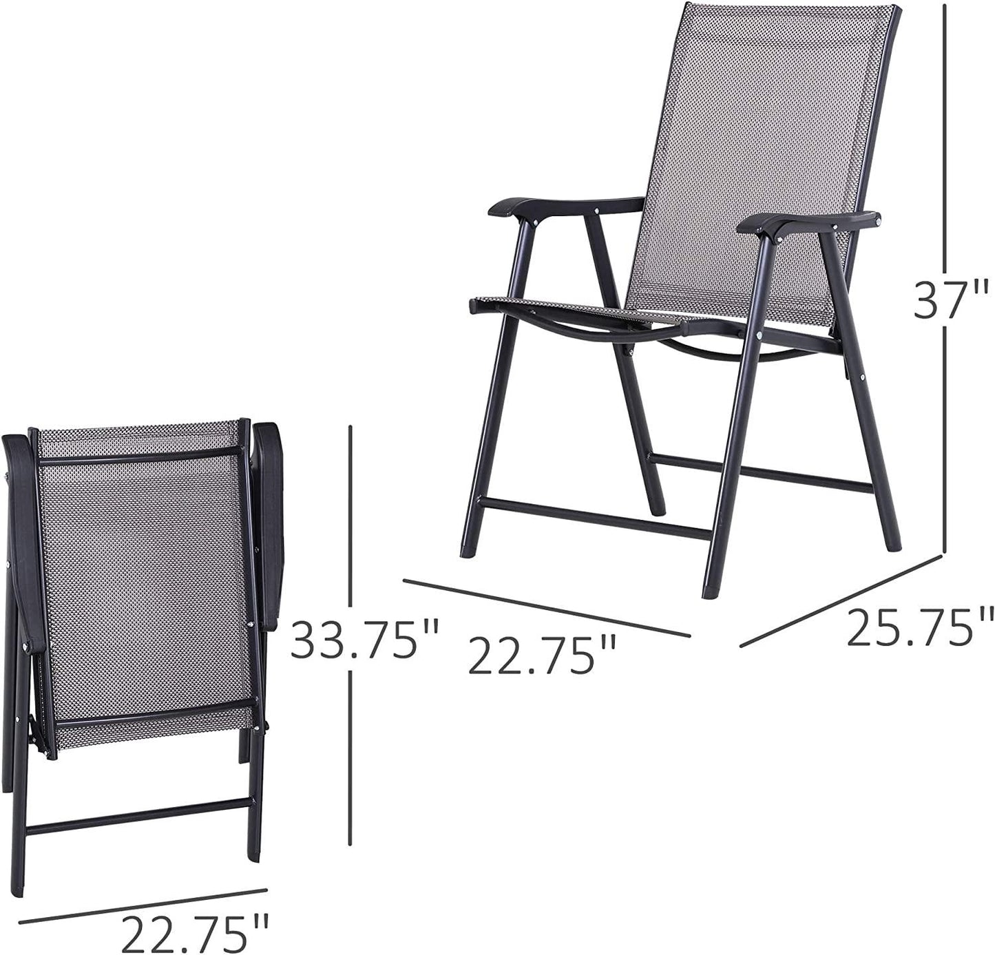 Folding Outdoor Patio Chairs Set of 2 Stackable Portable for Deck, Garden, Camping and Travel