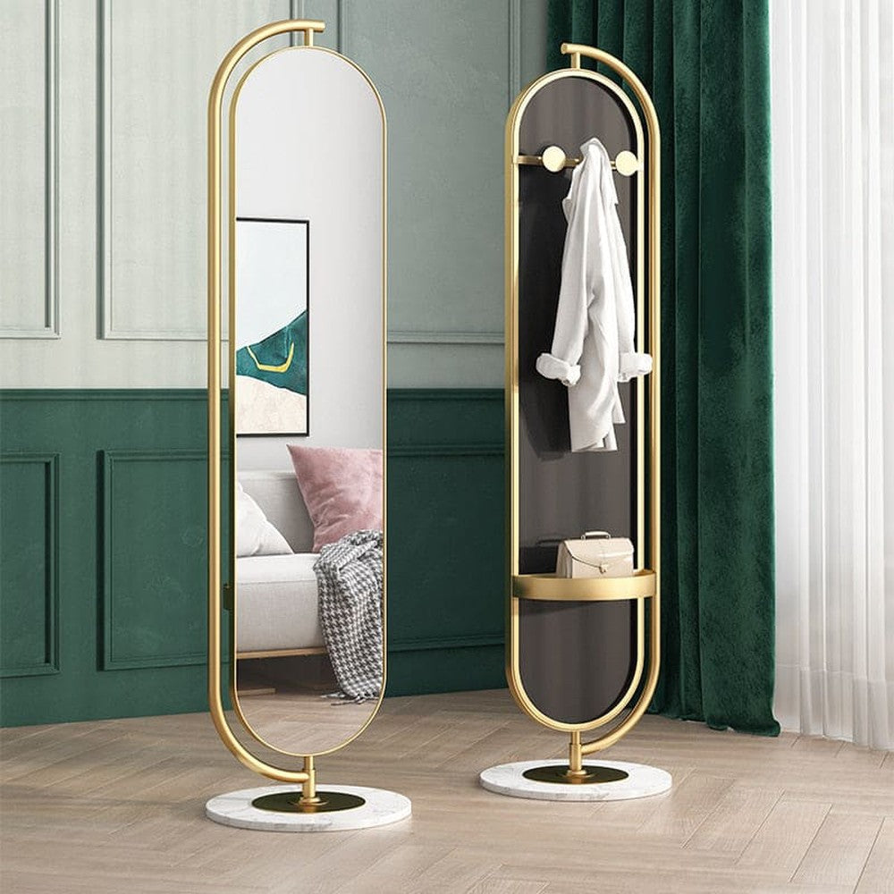 Oval Floor Mirror with Hanger Shelf-