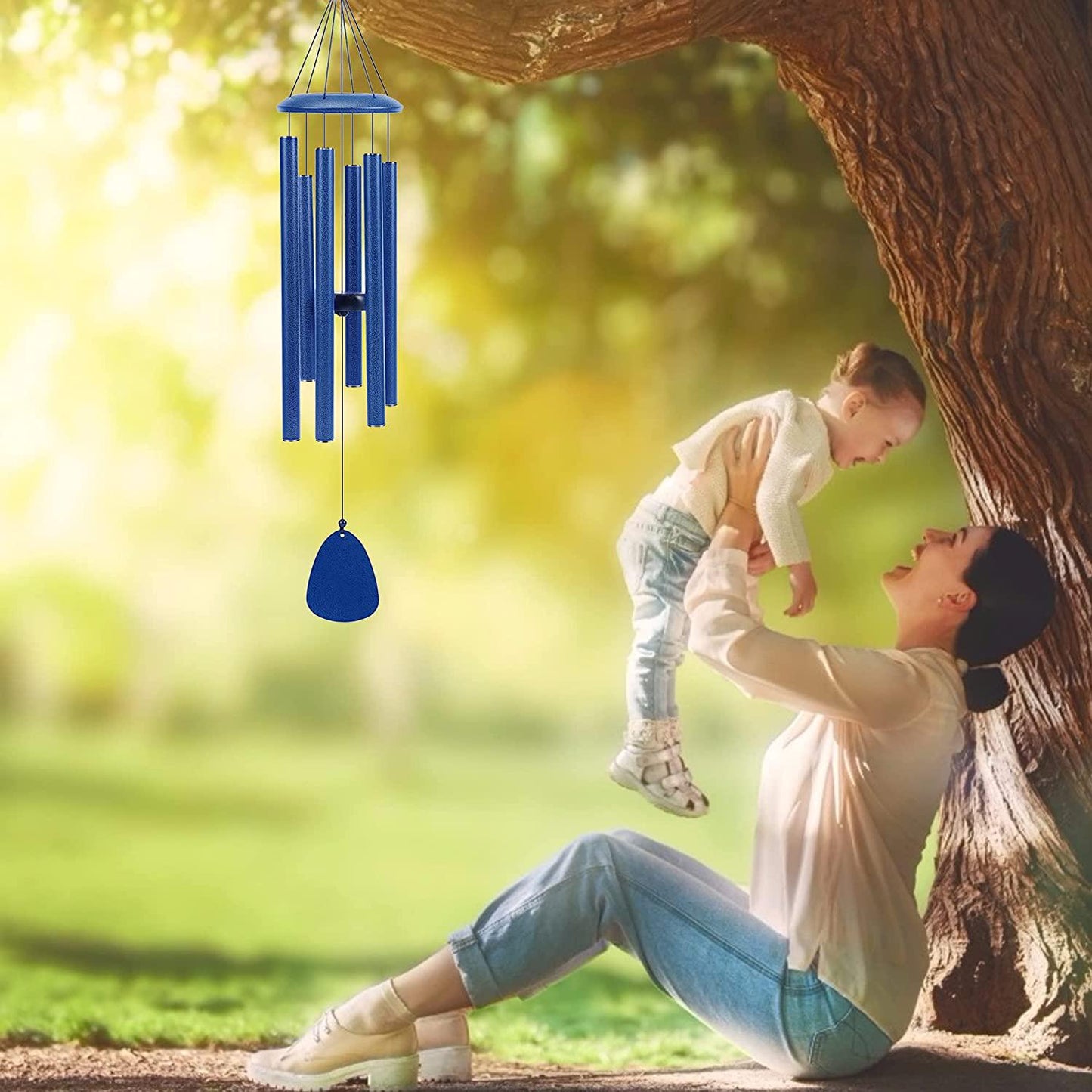 PIXPRI Gift-Wind-Chimes for Outside,Decoration for Garden, Patio, Home, Outdoor. Gift to Relatives and Neighbors, Gift for Mother Klein Blue