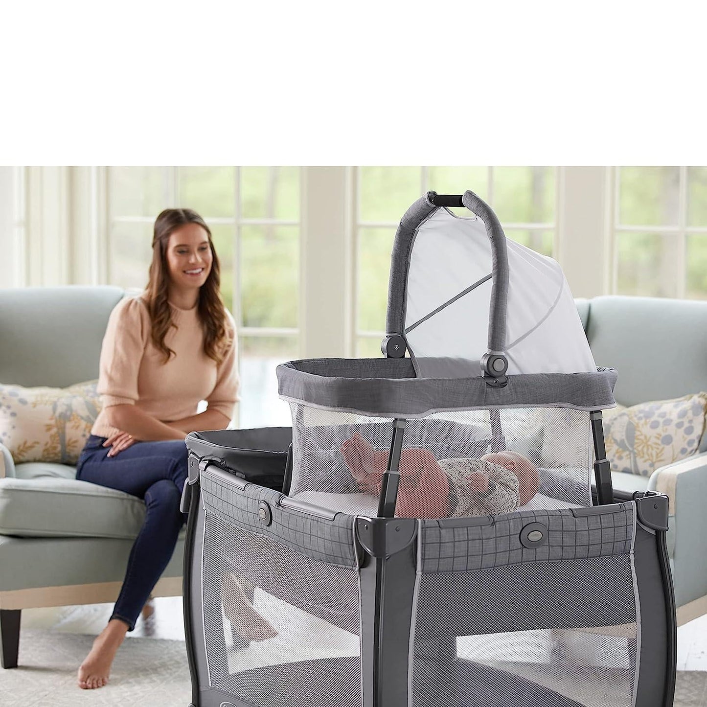 Pack 'n Play Day2Dream Travel Bassinet Playard | Features Portable Bassinet, Diaper Changer, and More, Ranier-