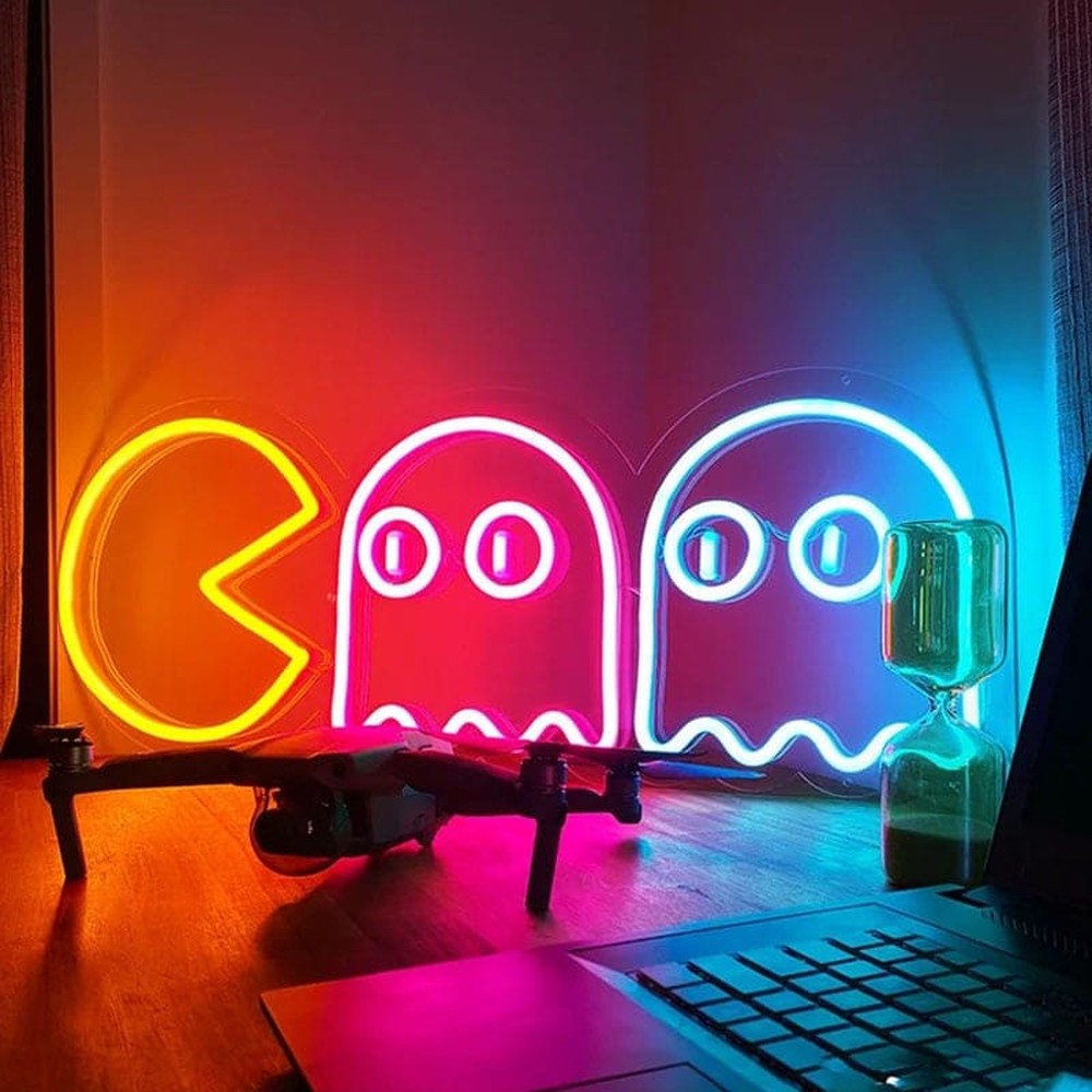 Pacman Chasing Ghosts Neon Sign-