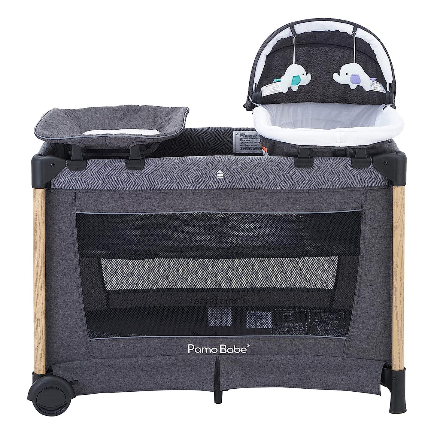 Deluxe Baby Playard with Foldable Mattress, Large Changing Table Detachable Childcare Center (Black)