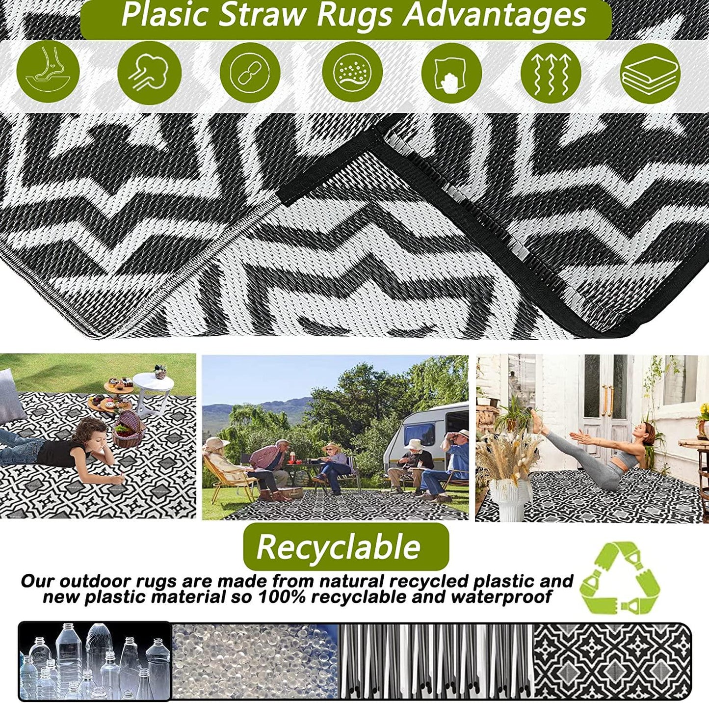 Patio Rugs Outdoor 9x12 Clearance Waterproof Camping Rugs For Outside Your Rv Outdoor Plastic Straw Rug Deck Rugs Patio Mat Outside