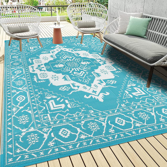 Pauwer Outdoor Rug for Patios Clearance 6';x9' Outdoor Plastic Straw Rug Waterproof Patio Camping Rug Reversible RV Mat Outdoor Area Rugs Floor Carpet for RV, Patio, Porch, Backyard, Deck, Camping-