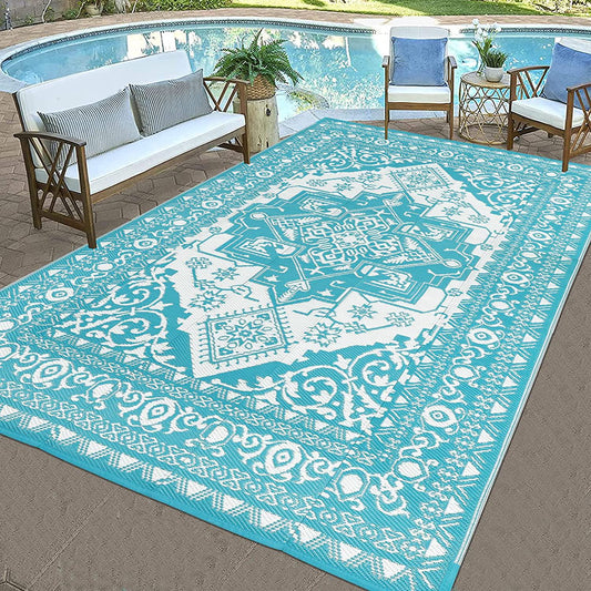 Pauwer Outdoor Rug for Patios Clearance Outdoor Plastic Straw Rug Waterproof Patio Camping Rug Reversible RV Mat Outdoor Area Rugs Floor Carpet for RV, Patio, Porch, Backyard, Deck, Camping-
