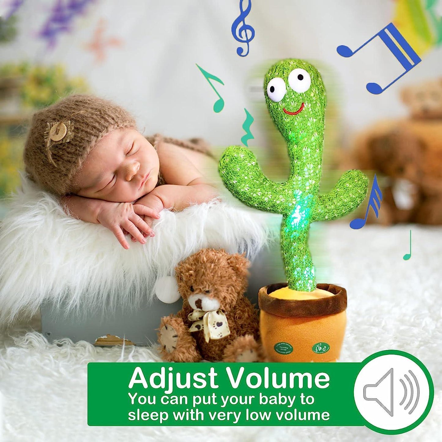 Pbooo Dancing Cactus Mimicking Toy,Talking Repeat Singing Sunny Cactus Toy 120 Pcs Songs