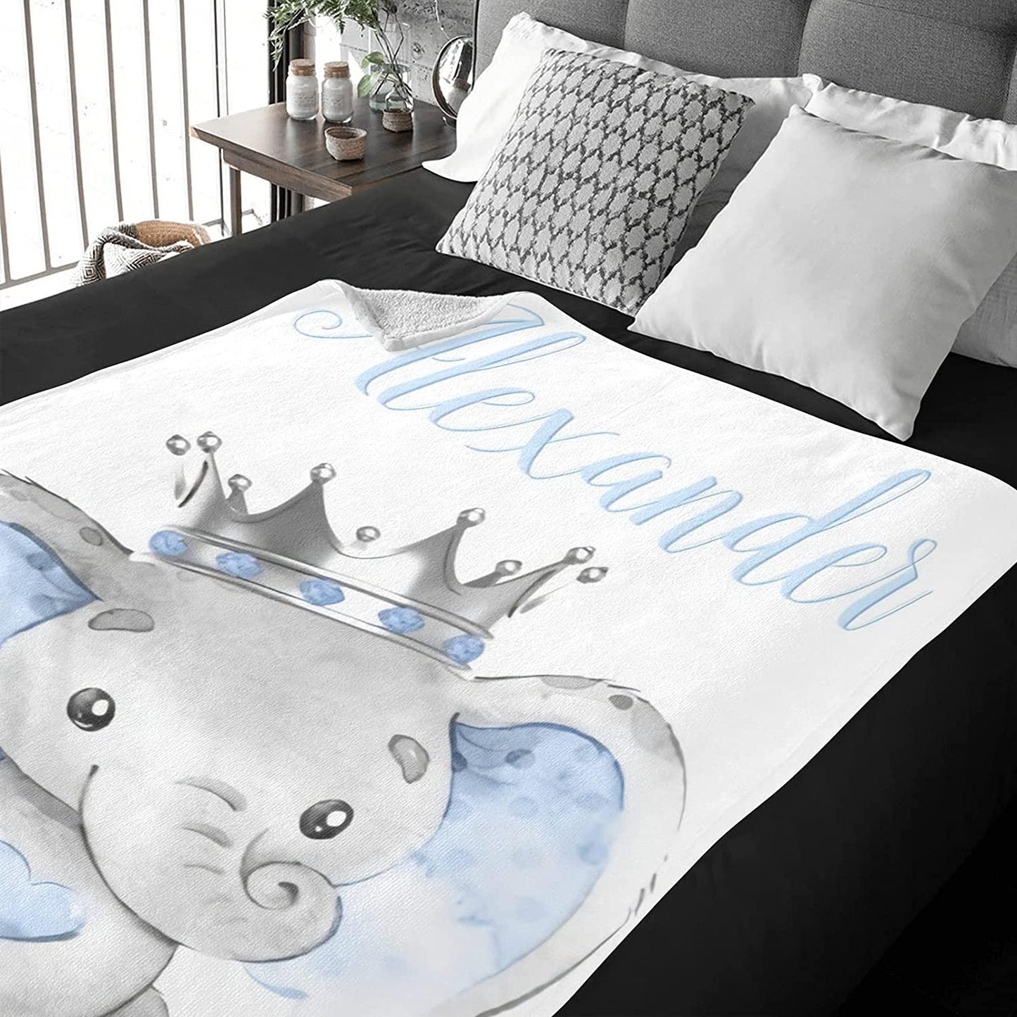 Personalized Baby Blanket with Name Custom Elephant Baby Blankets for Girls Baby Boy Gifts Baby Products Super Soft Blankets for Newborns Nursery Decor Neutral