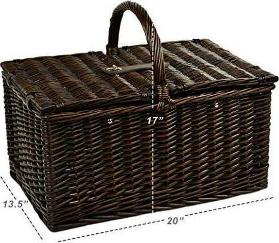 Personalized Picnic at Ascot Surrey Willow Picnic Basket with Service for 2 with Blanket and Coffee Set- Designed,