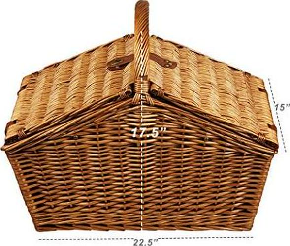 Personalized Picnic at Ascot Dorset English-Style Willow Picnic Basket with Service for 4 - Designed, Assembled and Quality Approved in The USA
