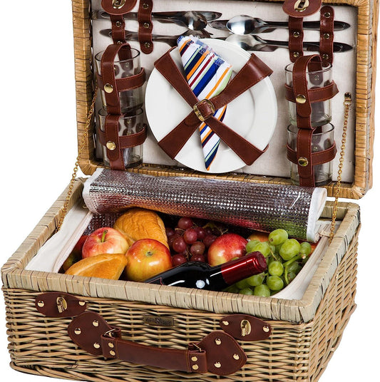 Picnic and Beyond Outdoor Travel The Terazzo Willow Picnic Basket For 4-