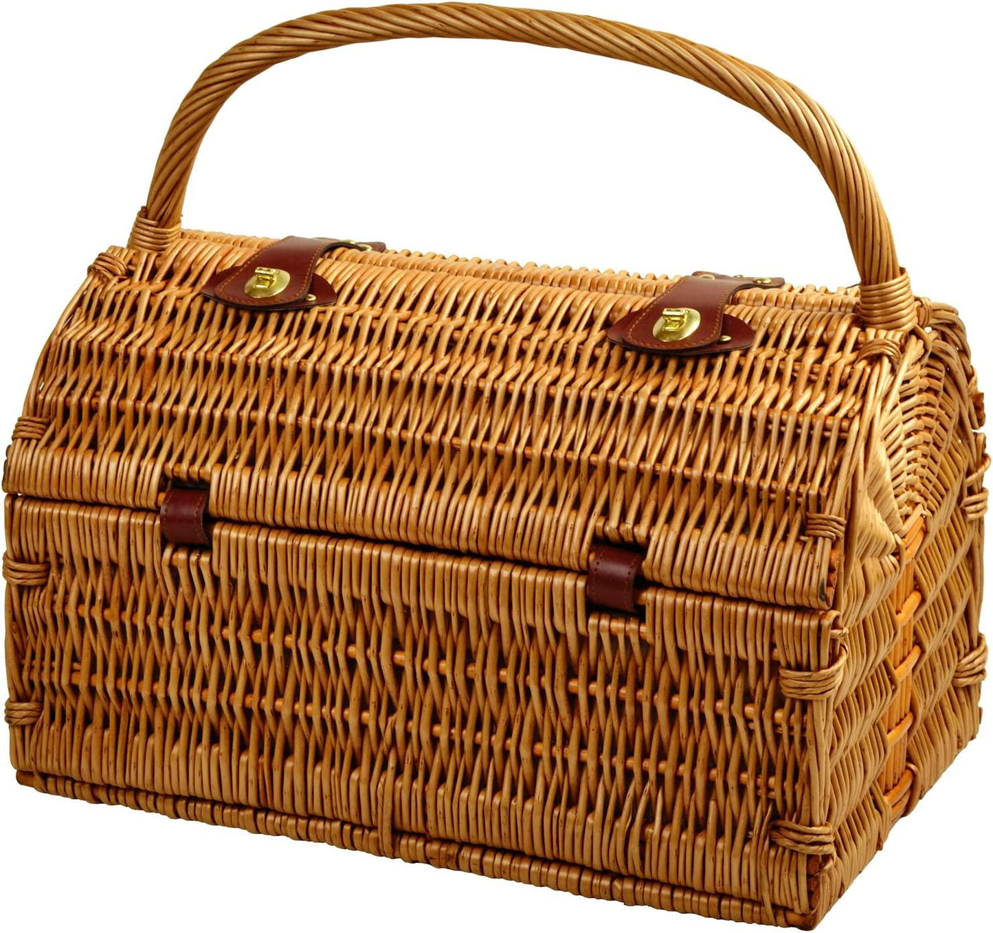 Picnic at Ascot Huntsman English-Style Willow Picnic Basket with Service for 2 and Blanket- Designed, Assembled and Quality Approved in the USA