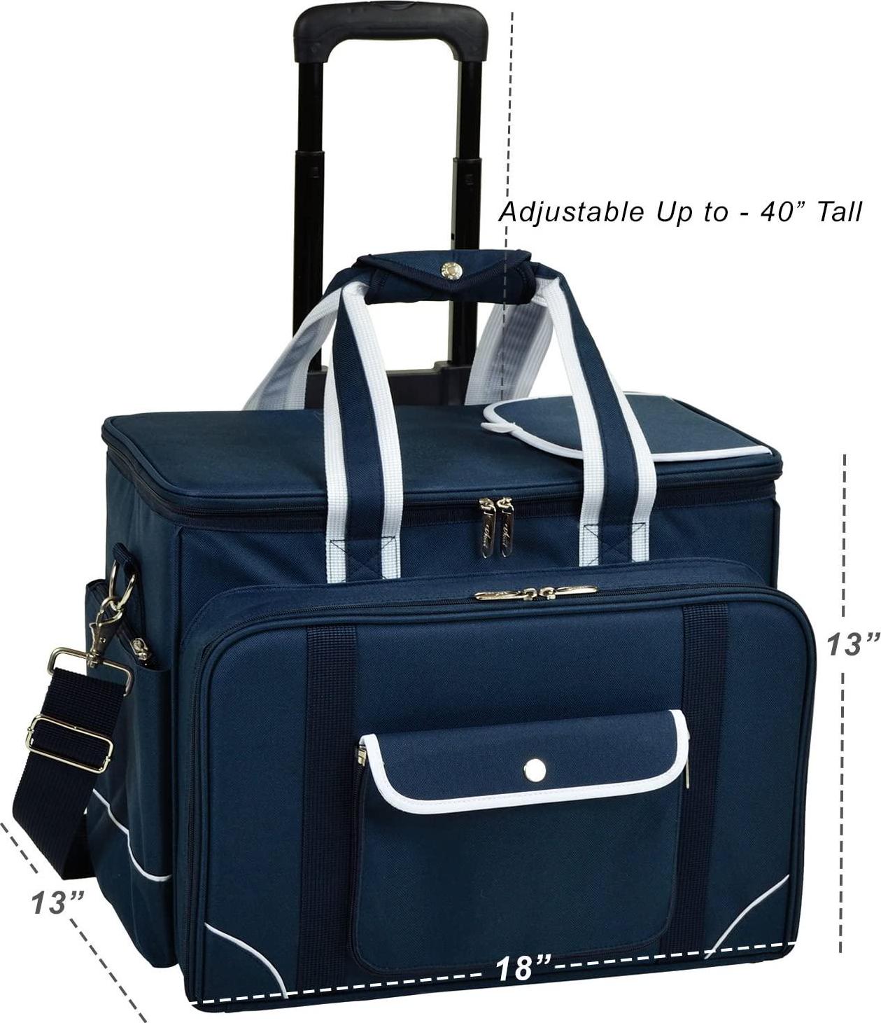 Picnic at Ascot- Original Insulated Picnic Cooler on Wheels with Service for 4- Designed and Assembled in the USA