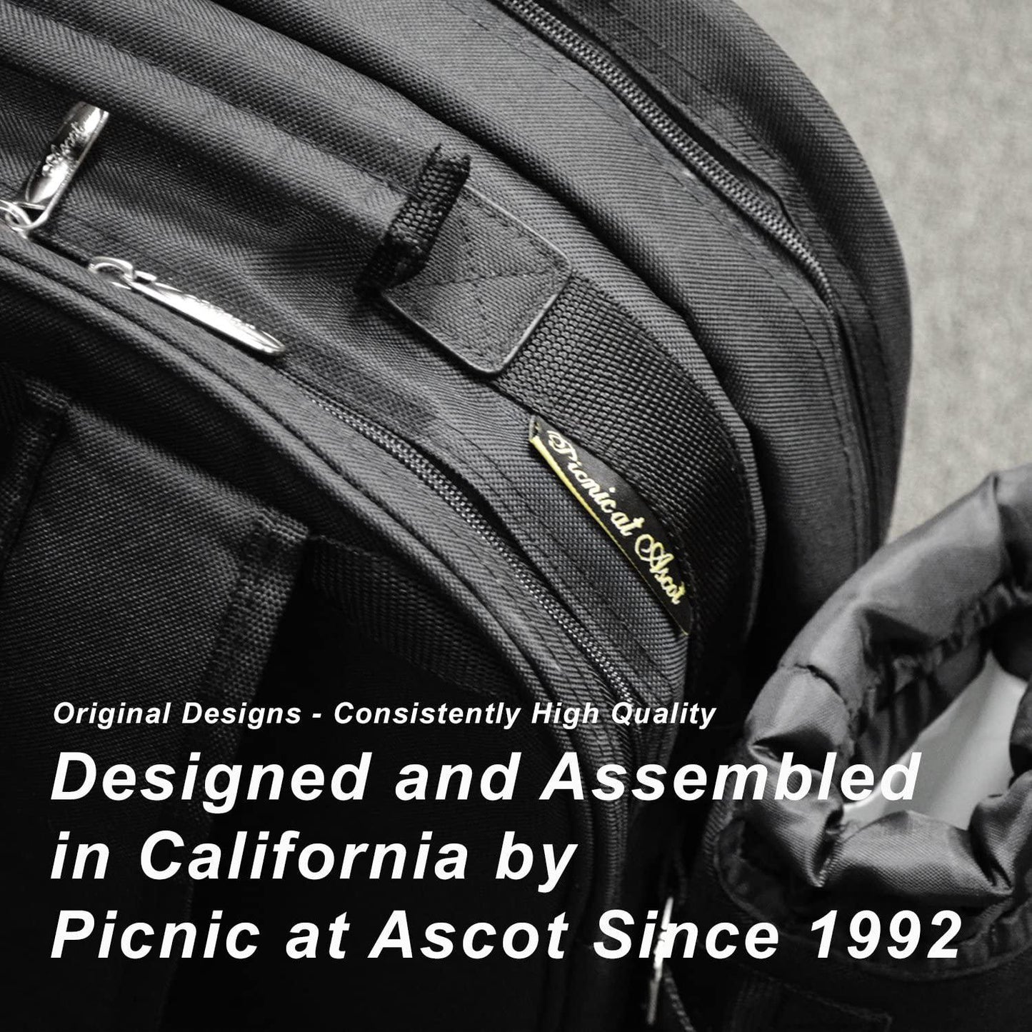 Picnic at Ascot- Original Insulated Picnic Cooler with Service for 4 - Designed and Assembled in the USA