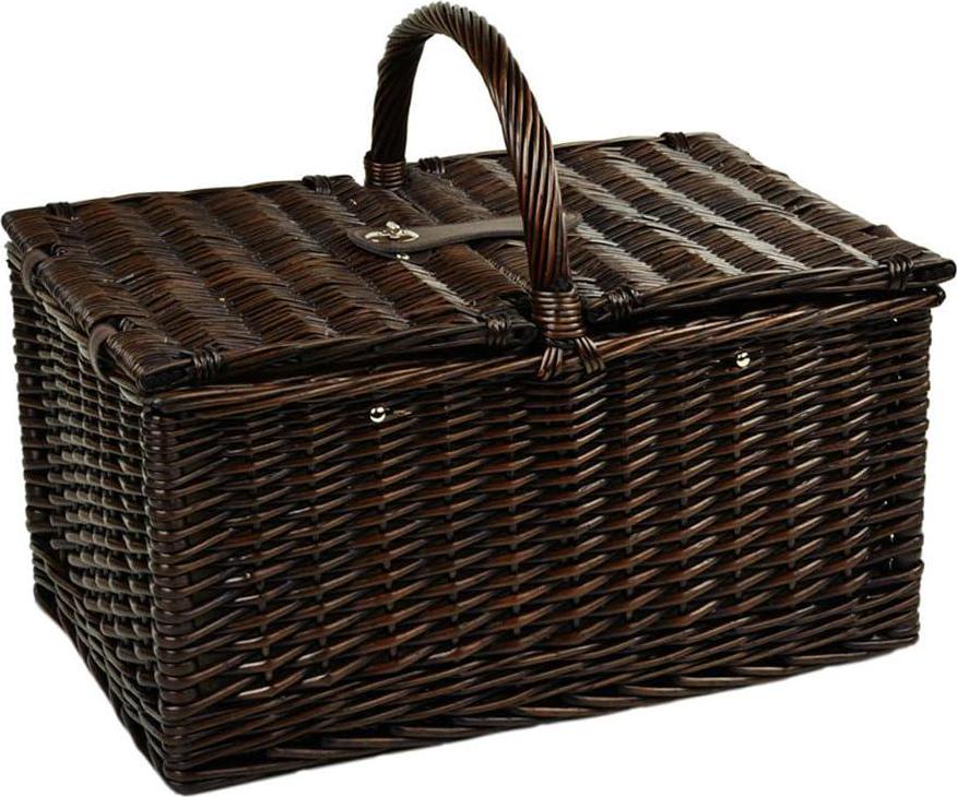Picnic at Ascot Surrey Willow Picnic Basket with Service for 2 with Coffee Set - Blue Stripe