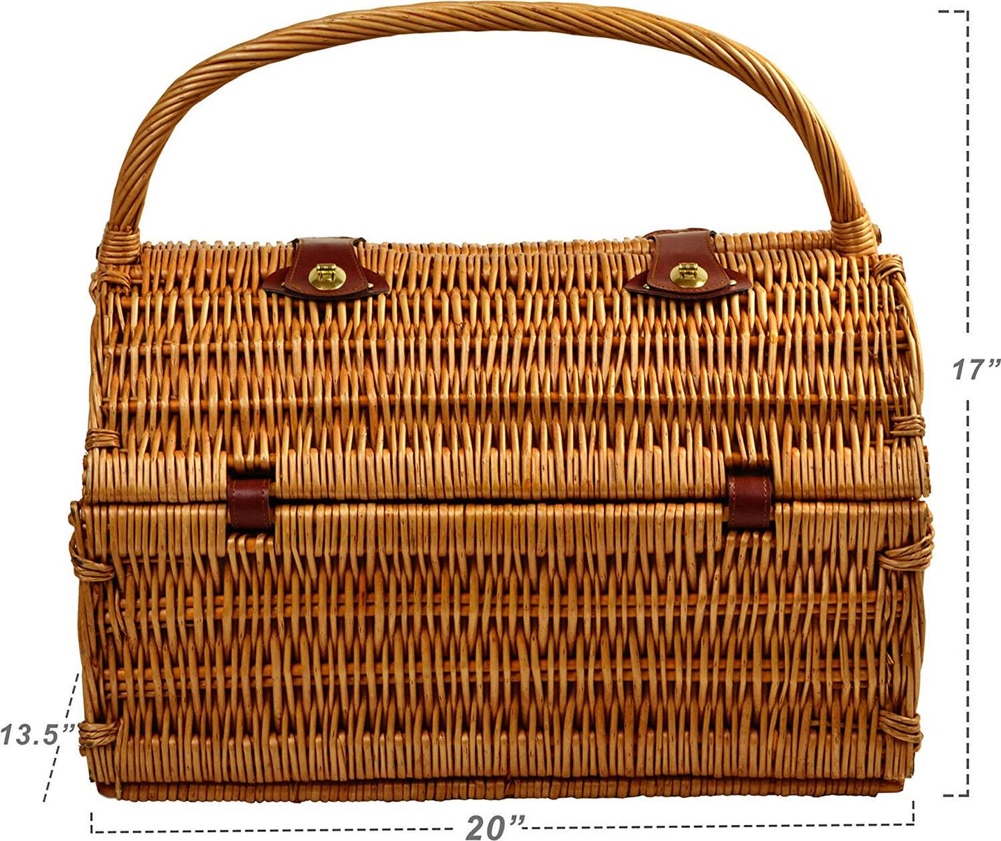 Picnic at Ascot Yorkshire Willow Picnic Basket with Service for 4 with Blanket - London Plaid