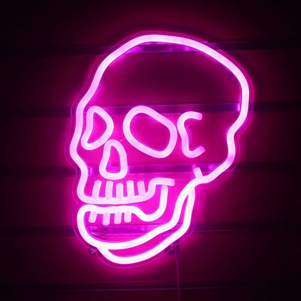 Pink Skull Neon Sign-