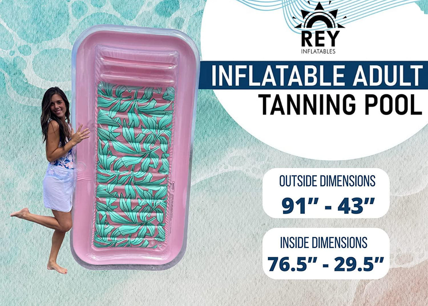 Pink Reybed Tanning Pool Outdoor Lounge Pool I Adult Kiddie Blow Up Pool I Blowup One Person Personal Pool for Relaxation and Sunbathing Adult Suntan Tub