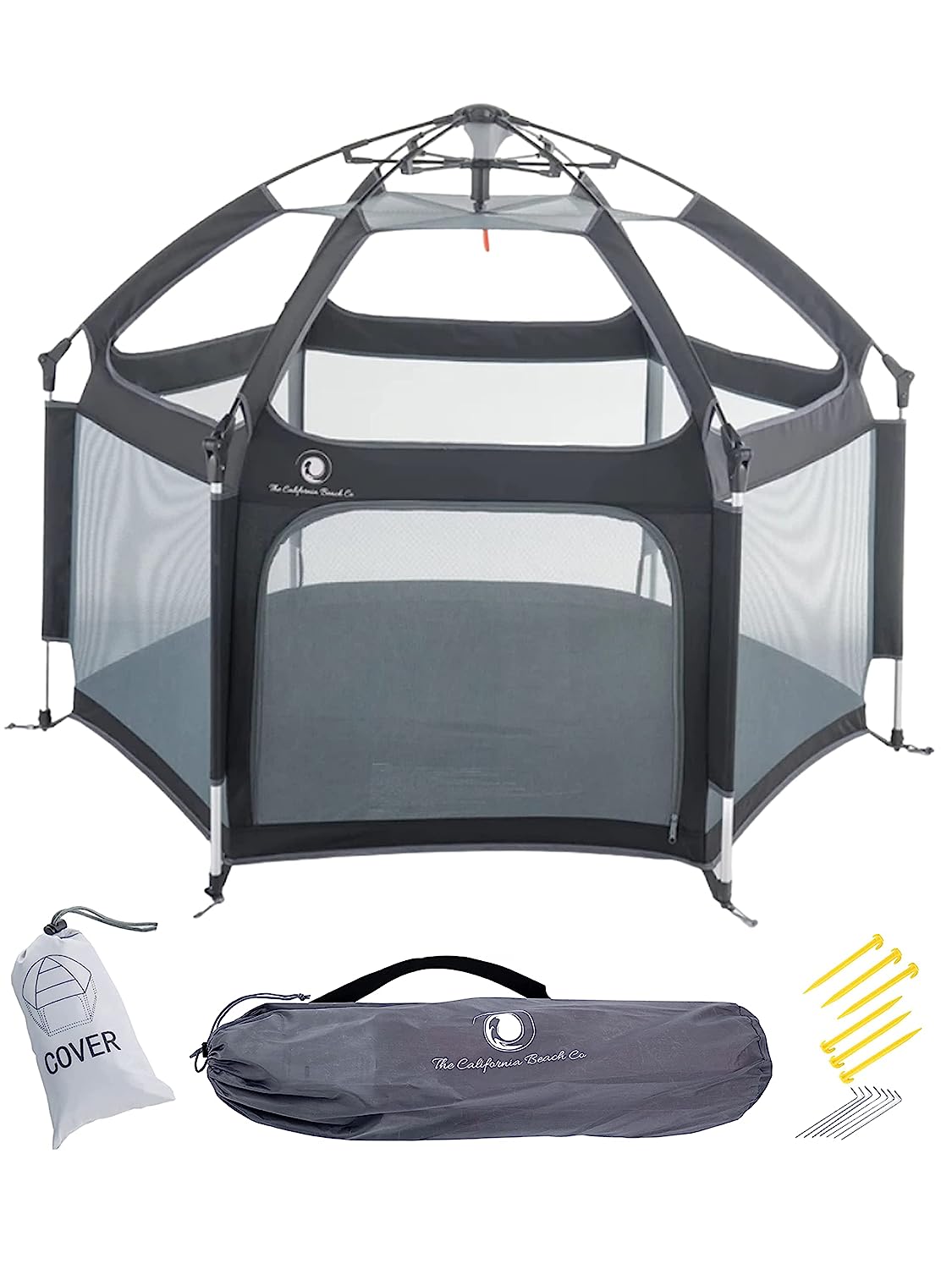 Premium Indoor and Outdoor Baby Playpen - Portable, Lightweight, Pop Up Pack and Play Toddler Play Yard w/Canopy and Travel Bag - Black-