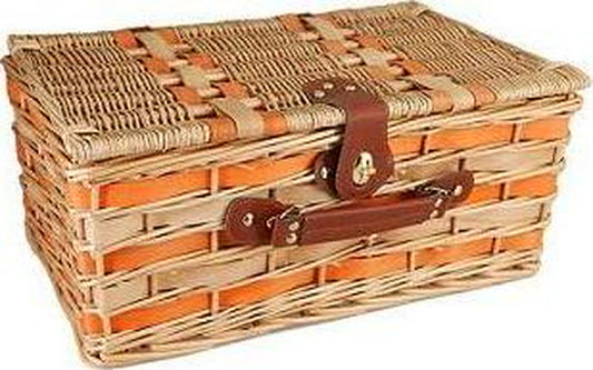 Premium Willow Picnic Basket with Service for 4 - Orange-