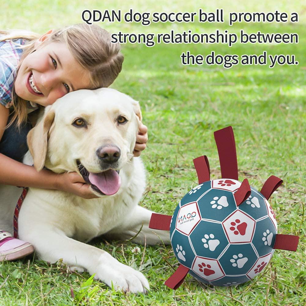 Dog Soccer Ball Interactive Toys for Tug of War, Puppy Birthday Gifts, Dog Water Toy, Durable for Small and Medium Dogs-Blue&Red(6 inch)
