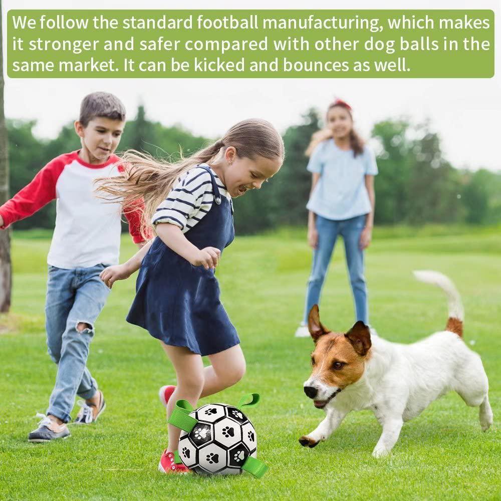Soccer Ball with Straps, Interactive Puppy Toys for Tug of War, Birthday Gifts, Durable Water Toy World Cup for Small and Medium Dogs 6 Inch