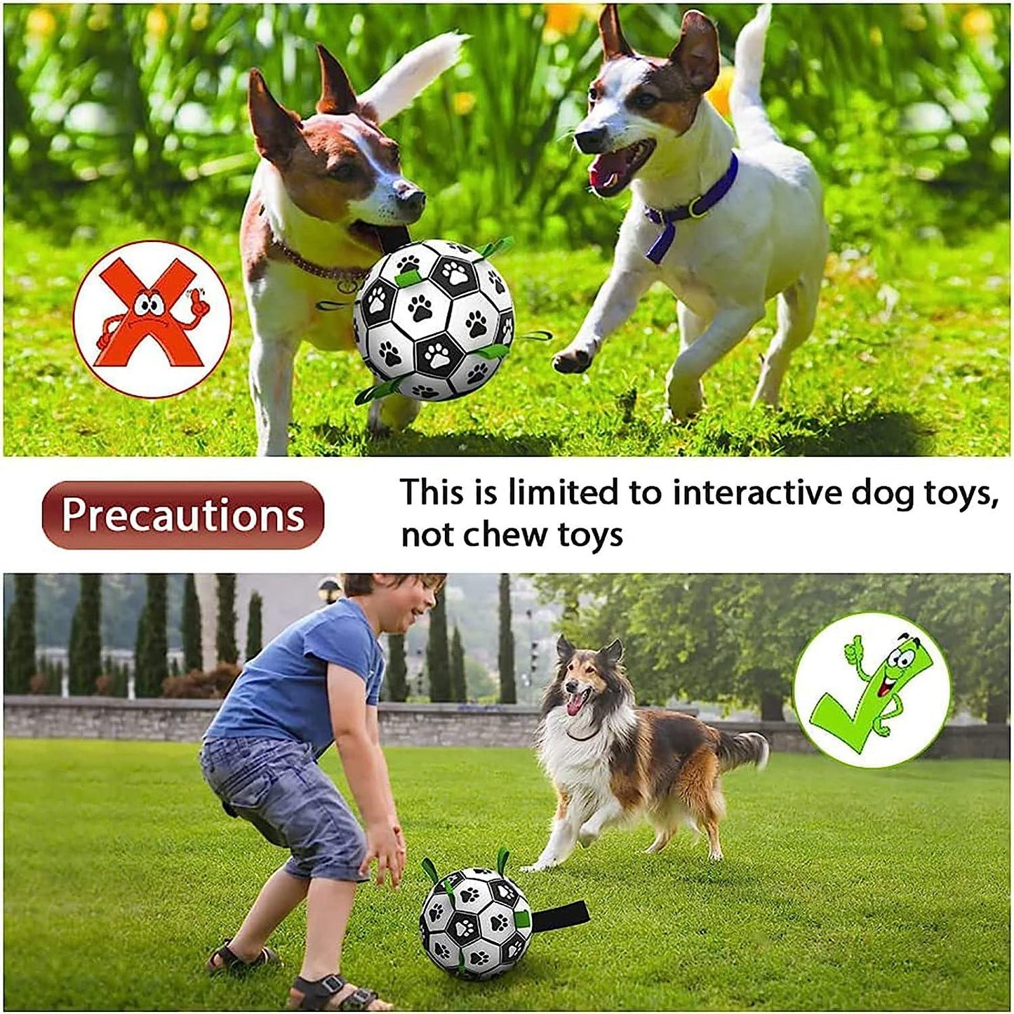 Soccer Ball with Straps, Interactive Puppy Toys for Tug of War, Birthday Gifts, Durable Water Toy World Cup for Small and Medium Dogs 6 Inch