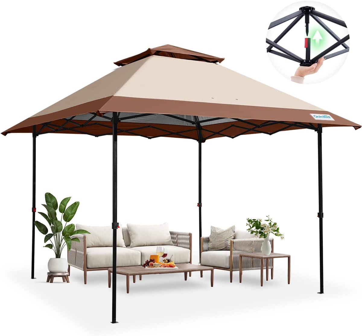 Quictent 10x10 Pop up Canopy Tent Instant Outdoor Canopy Tent Ez up Canopy Shade,Beige/Khaki-