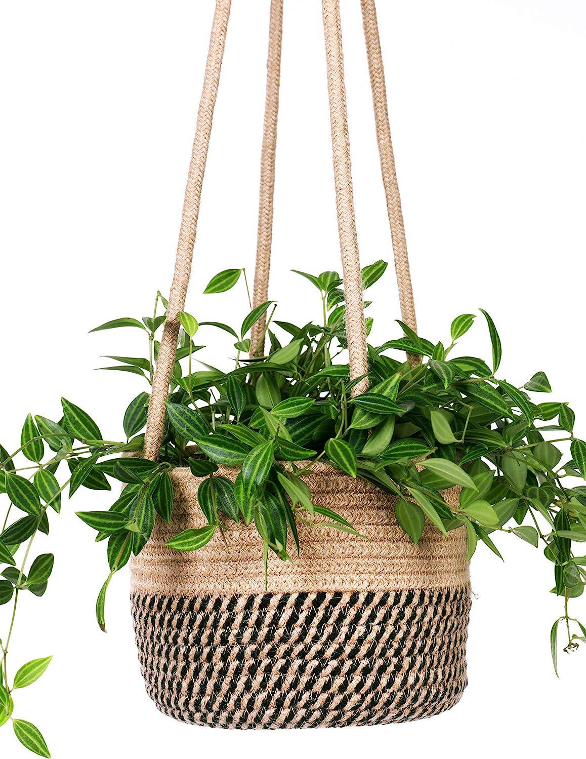 RUIZHIXUAN Hanging Planter Basket Jute Rope Woven Plant Hangers Indoor Hanging Plant Holder Up to 7 Pot Macrame Modern Storage Organizer Home Decor (Jute)