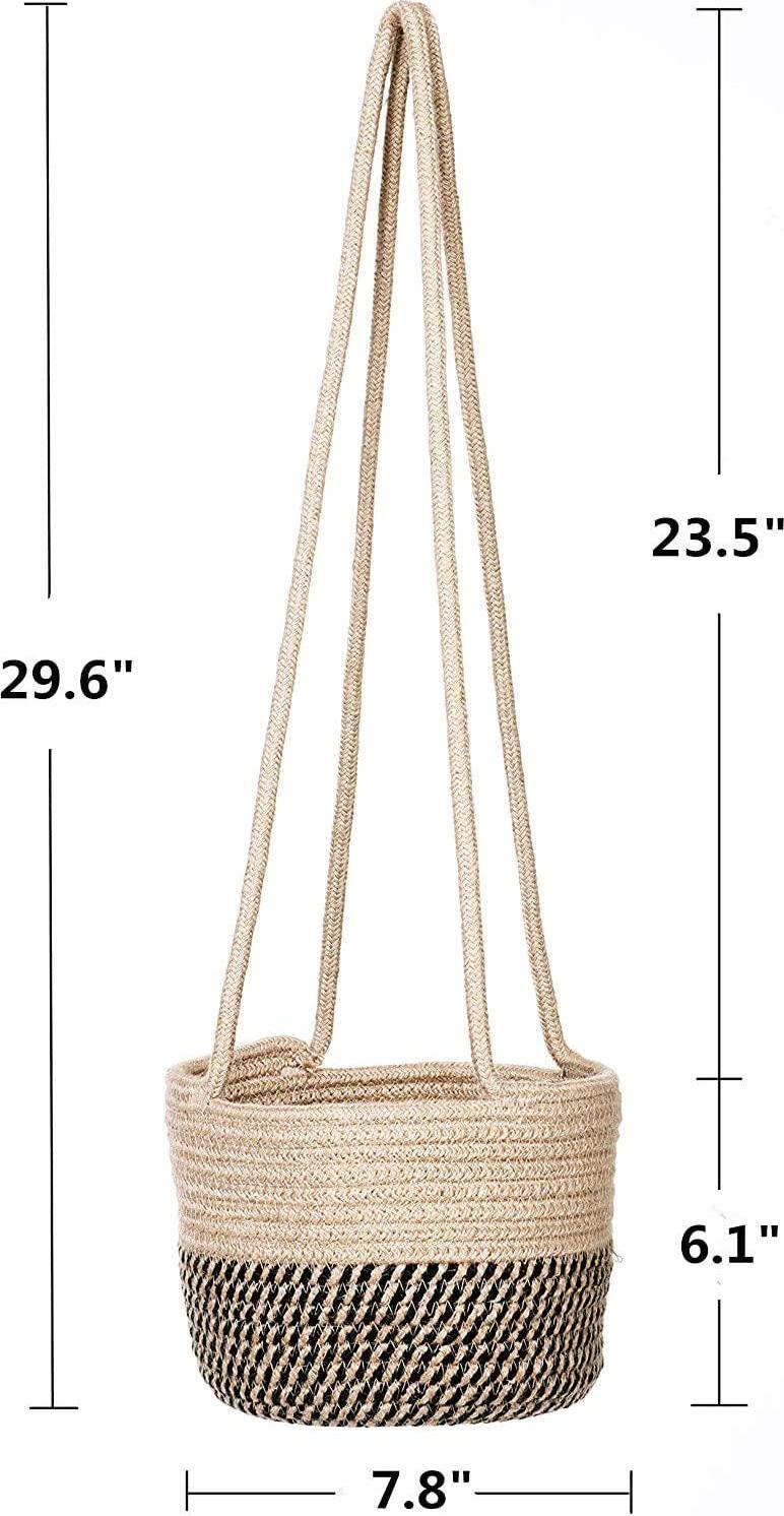 RUIZHIXUAN Hanging Planter Basket Jute Rope Woven Plant Hangers Indoor Hanging Plant Holder Up to 7 Pot Macrame Modern Storage Organizer Home Decor (Jute)