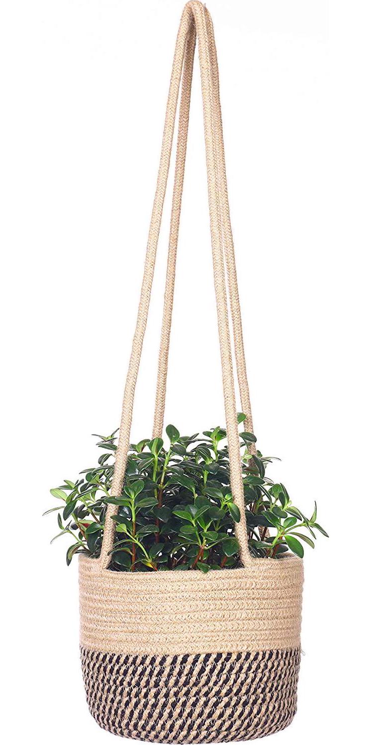 RUIZHIXUAN Hanging Planter Basket Jute Rope Woven Plant Hangers Indoor Hanging Plant Holder Up to 7 Pot Macrame Modern Storage Organizer Home Decor (Jute)