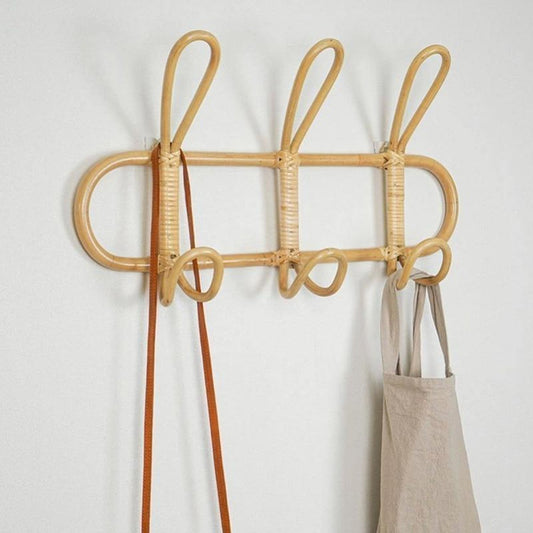 Rattan Trio Hook Wall Hanger-Storage Hooks & Racks