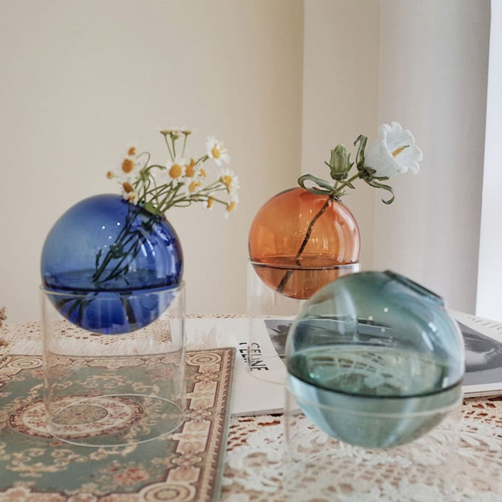Round Glass Vase Potted Decoration-