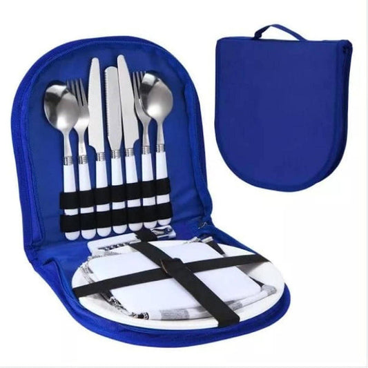 SAXTZDS Outdoor Picnic kit 2-Person Set Outdoor Picnic Plastic Cutlery Set with Napkin Outdoor Portable Tableware Set-