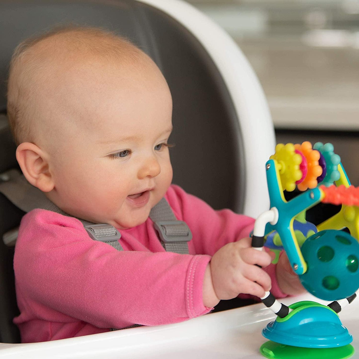 Sassy Teethe and Twirl Sensation Station 2-in-1 Suction Cup High Chair Toy | Developmental Tray Toy for Early Learning