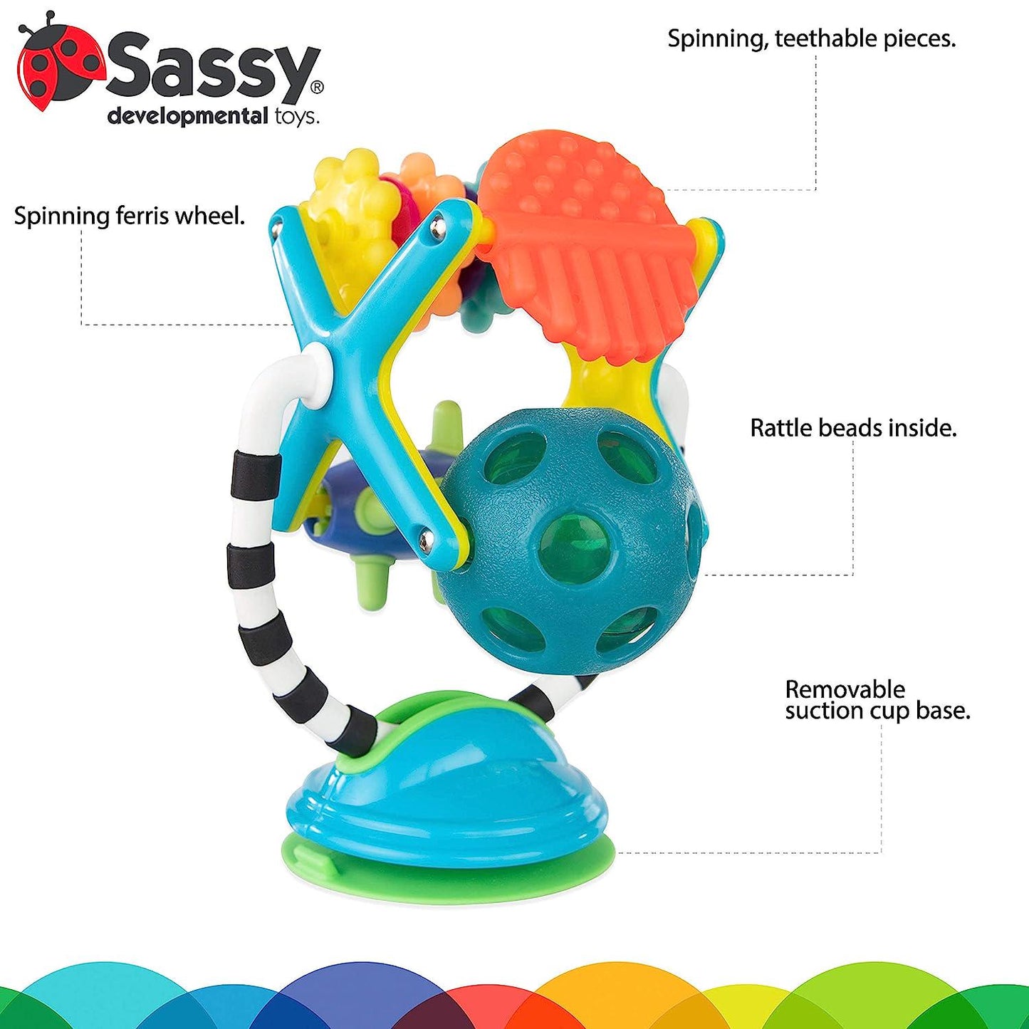 Sassy Teethe and Twirl Sensation Station 2-in-1 Suction Cup High Chair Toy | Developmental Tray Toy for Early Learning