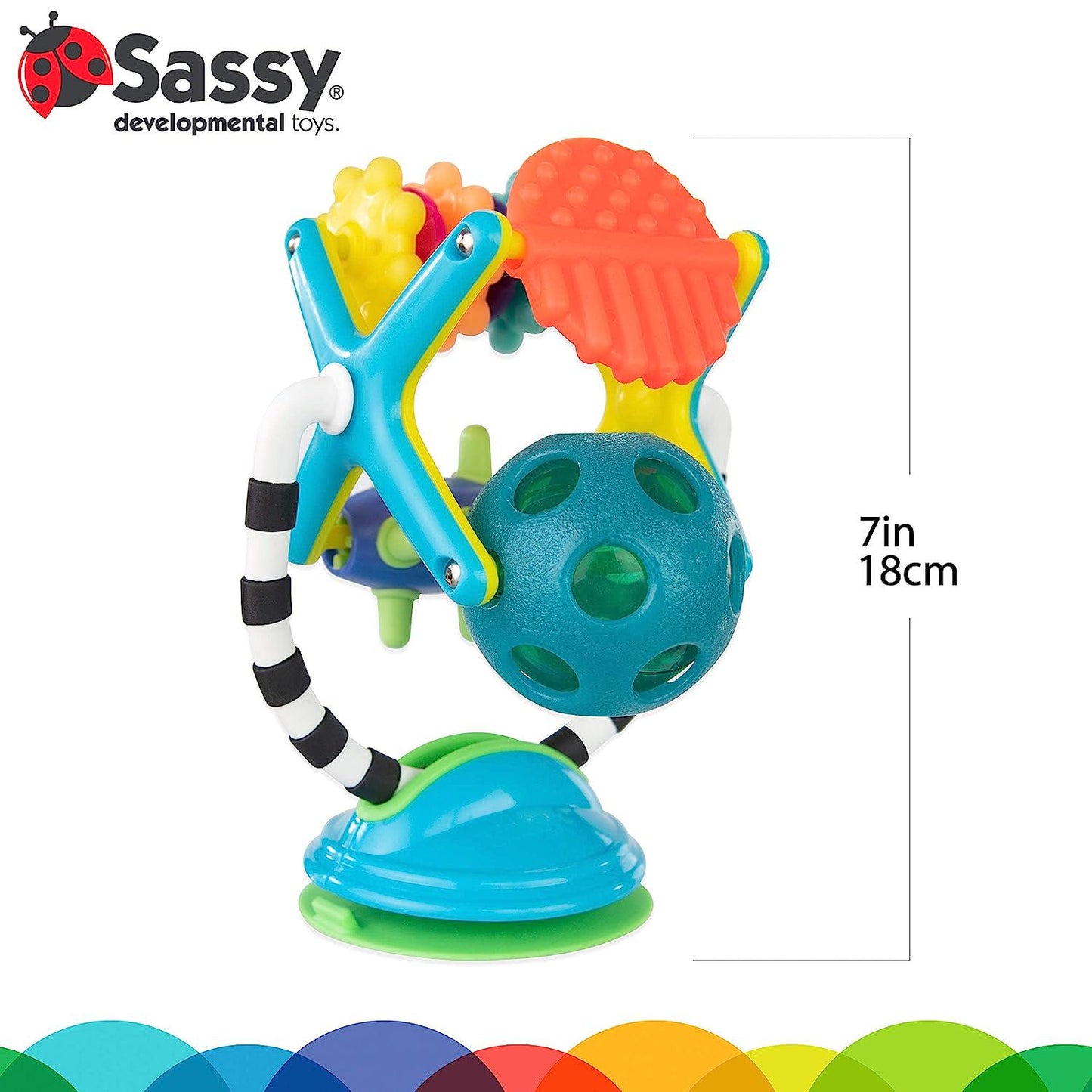 Sassy Teethe and Twirl Sensation Station 2-in-1 Suction Cup High Chair Toy | Developmental Tray Toy for Early Learning