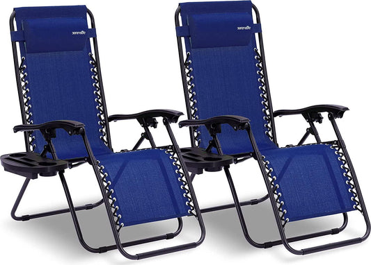 SereneLife Zero Gravity Lounge Chair, Navy Blue-