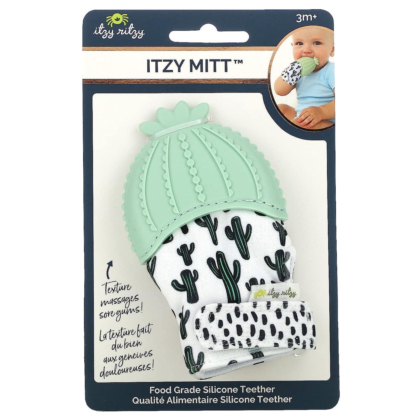 Silicone Teething Mitt - Soothing Infant Teething Mitten with Adjustable Strap, Crinkle Sound-