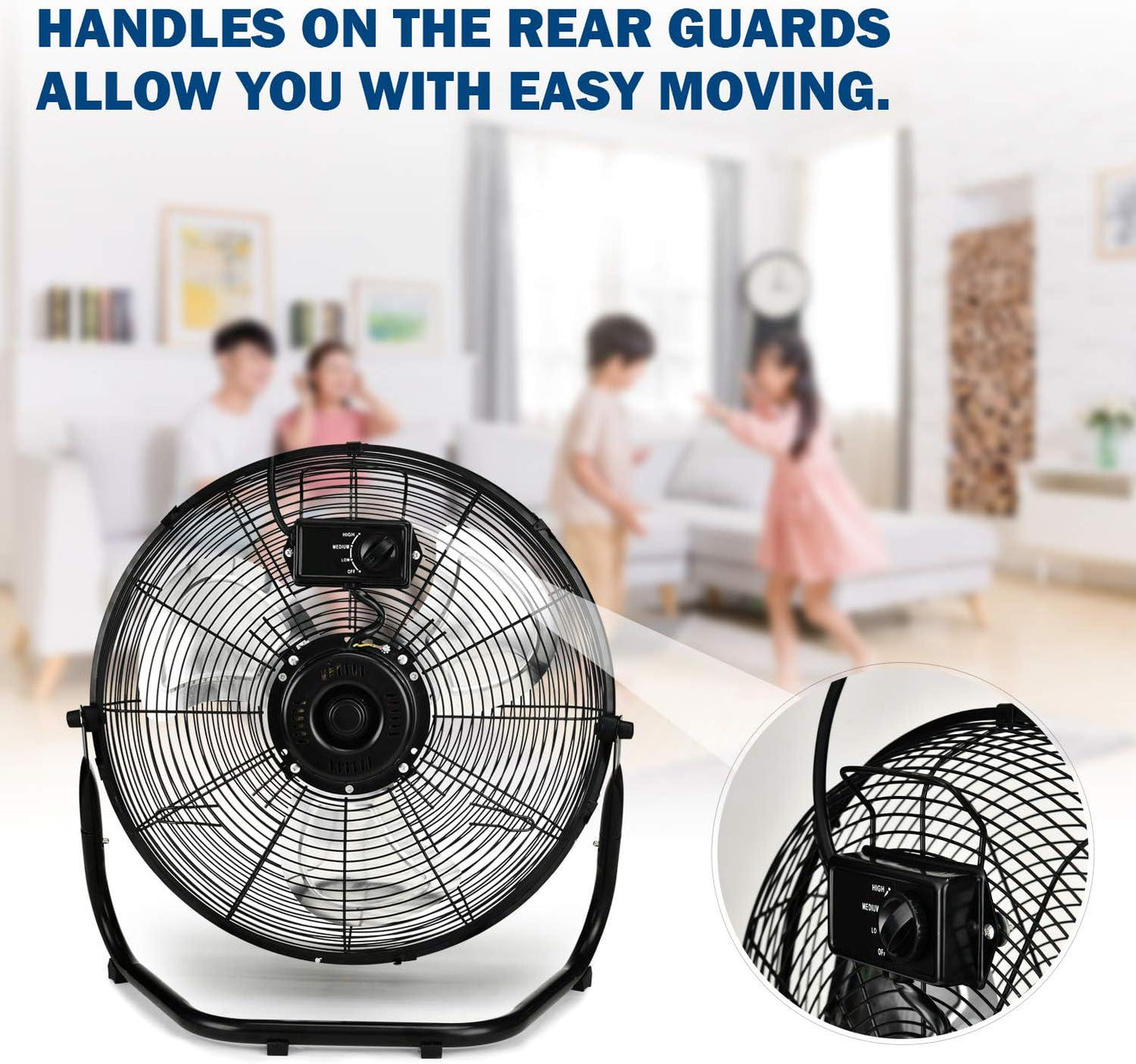 12 Inch 3-Speed High Velocity Heavy Duty Metal Industrial Floor Fans Quiet for Home, Commercial, Residential, and Greenhouse Use, Outdoor/Indoor, Black,