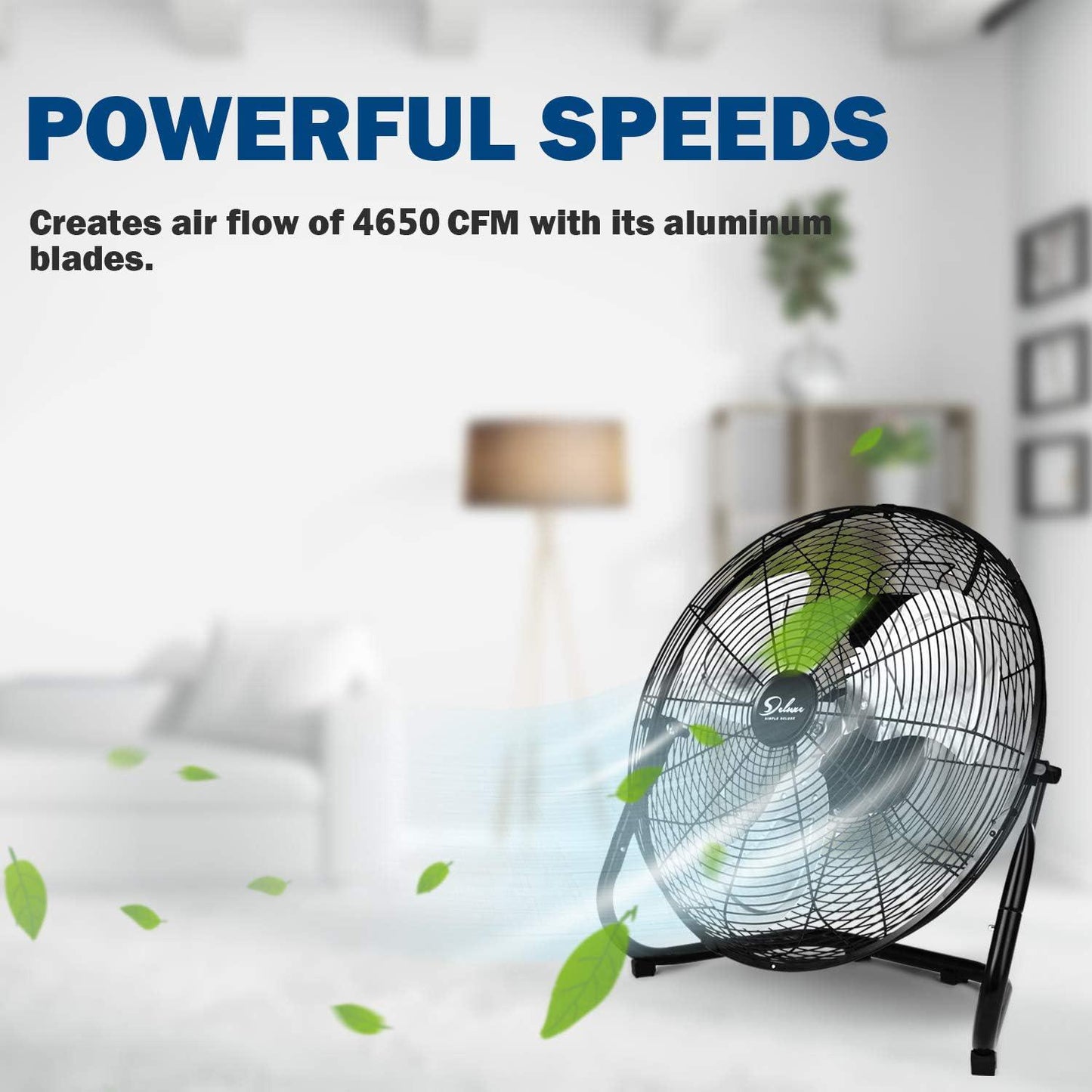 Deluxe 20 Inch 3-Speed High Velocity Heavy Duty Metal Industrial Floor Fan for Warehouse,Workshop, Factory and Basement, Black